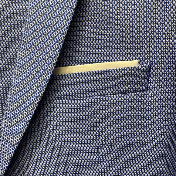 Brand New Men Zara Blue Textured Suit Size 40 Jacket and Size 31 Pants! - Picture 3 of 14